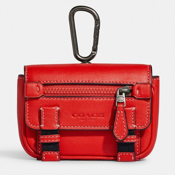 Coach Accessories - COACH Micro Track Bag Charm Key Fob Gunmetal Miami Red Carabiner Clip C9981